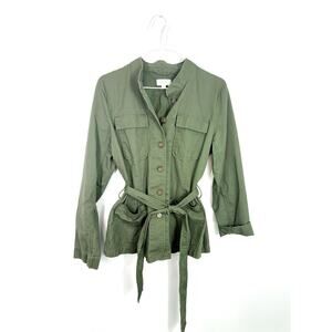 LOFT army green cotton jacket belted